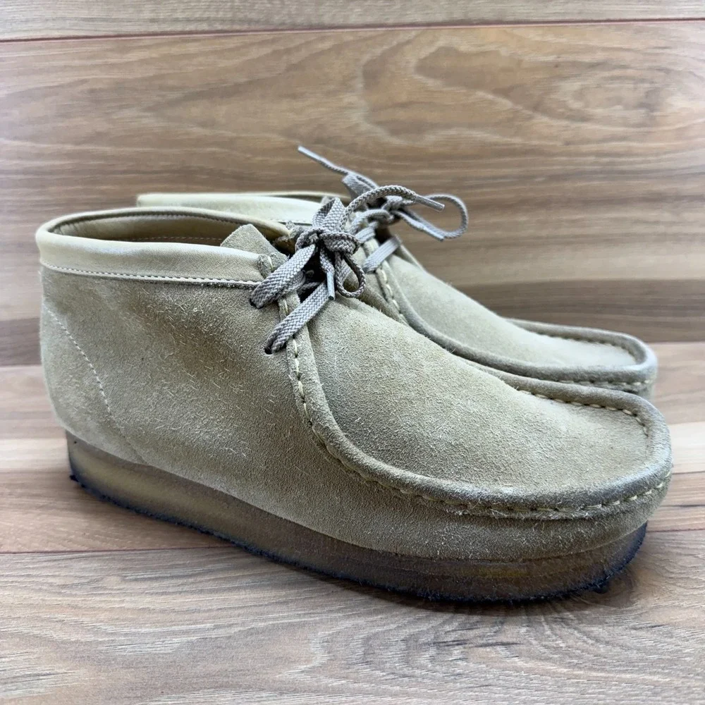 Cole Haan Wallabee Boots Mens 7.5 Beige Suede Lace Up Crepe Sole‎